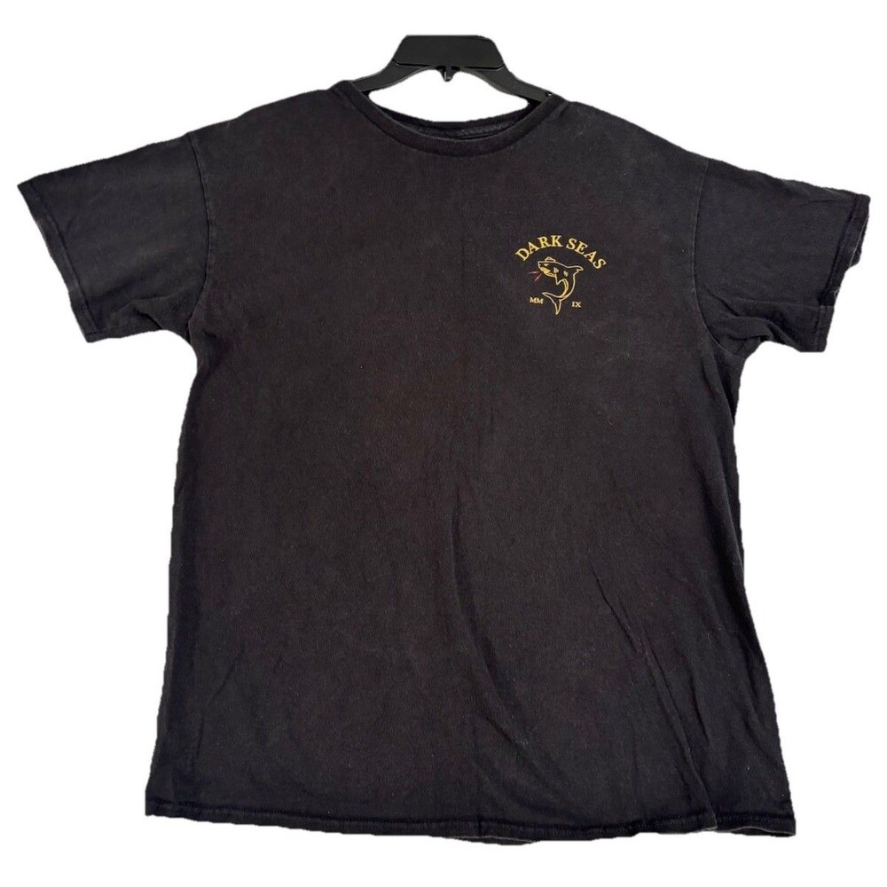 Dark Seas Shark Graphic T Shirt Black Surf Skate Streetwear Mens Large